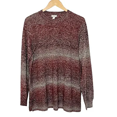 $17.99 • Buy LOGO By Lori Goldstein Petra Ombre Sweater Maroon Size L Womens Berry Pullover
