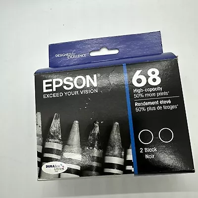 Epson 68 Ink 2-Pack Black Genuine & Sealed Box Expired 07/2022 Fast Shipping • $39