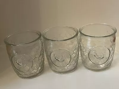 Circleware Embossed Rooster Chicken Wire 4  Clear Drinking Glasses Set Of 3 New • $24.99