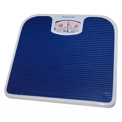 Livingstone Mechanical Bathroom Weight Scale White W/Blue Foot Mat Capacity 130 • $15.35