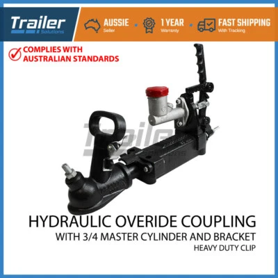 $99.95 • Buy Hydraulic Override Trailer Coupling Master Cylinder & Brake Bracket 2000KG BLACK