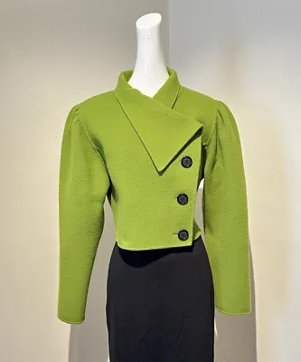 Vintage Women’s Oscar De La Renta Size 10 Coat Jacket Apple Green Wool • $158