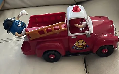 Very Rare M&M Collectible Red Fire Truck  With Blue M&M Guy Candy Dispenser • $55