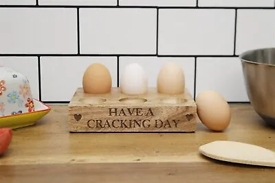 Kitchen Egg Holder Wooden Storage Display Stand Quote Rack  Eggs Home Gift • £10.99