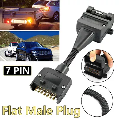 7 Pin Flat Male Plug To 12 Pin Female Socket Trailer Adaptor Caravan Connector • $16.22