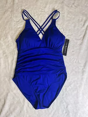 NWT La Blanca Island Goddess Underwire Mío One Piece Swimsuit Blue SZ 14 • $50