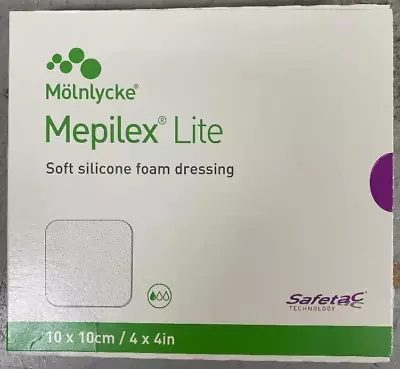 NEW ~Mepilex Lite Silicone Thin Foam Dressing 4  X 4  Box Of 5~ 284190 Ex4/28/26 • $19.99