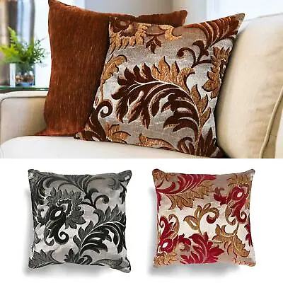 Damask Cushion Covers Rome Chenille Floral Luxury Cushions Cover 17  X 17  • £9