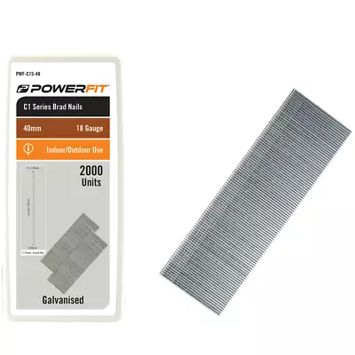 PowerFit 40mm C1 Series Brad Nails - 2000 Pack • $29.95