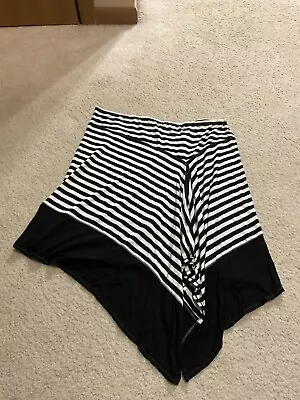 MAX EDITION Womens Black/White Striped Asymmetrical Skirt L • $13