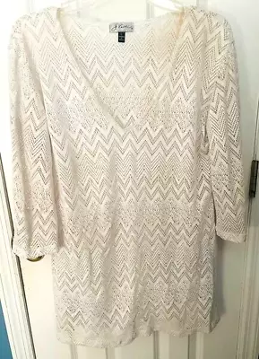 Women's J VALDI White Crochet Coverup - Size Large • $12.99