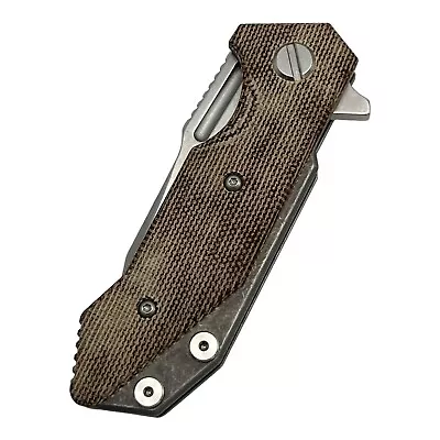 Hinderer Knives Half Track Natural Micarta Bowie S45VN W/ Extra Black G10 Scale • $300