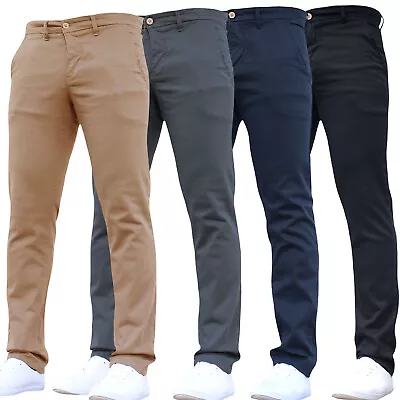 CROSSHATCH Mens Stretch Chinos Designer Casual Work Cheap Pants Jeans Trousers • £16.98