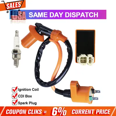 Ignition Coil CDI Spark Plug Set Fit Gy6 Motorcycle Scooter ATV 50cc 125cc 150cc • $10.74