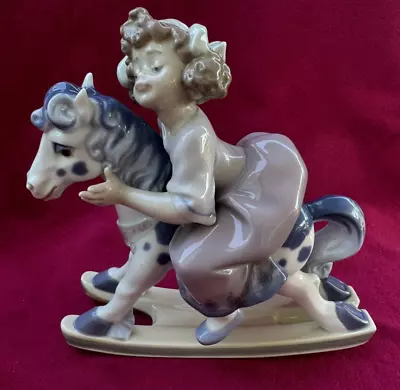 Retired Lladro  Faithful Steed  Girl Rocking Horse Porcelain Figurine 5769 W Box • $149.99