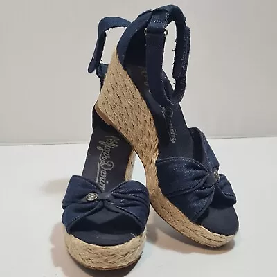 £34.99 • Buy Tommy Hilfiger Iconic Navy Denim Wedges Sandals UK Size 6 RRP Was £110