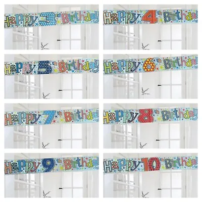 9ft Foil Happy Birthday Banners. 345678910 Birthday Party Foil Banners • £2.65