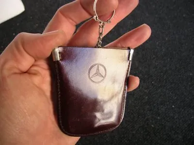 Mercedes Vintage Leather Key Chain Ring Pouch Car Accessory Mb 190 300 Sl Nos • $149
