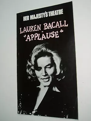 LAUREN BACALL    Film Star        Autograph In Programme   London  1972 • £15.50