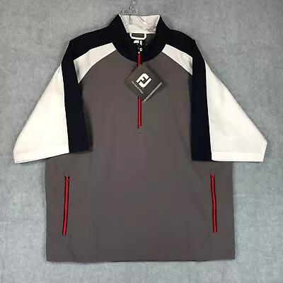 Footjoy Jacket Mens Large Gray Wind Shirt Short Sleeve 1/4 Zip Golf Coat NWT • $49.99