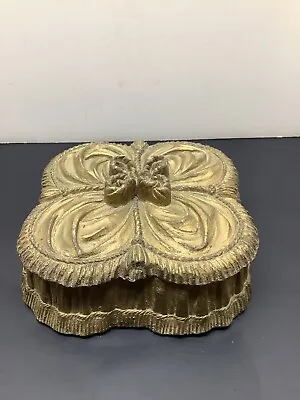 Vintage Syroco Wood Ribbons & Bows Trinket/ Jewelry Box Velvet Lined • $29.99