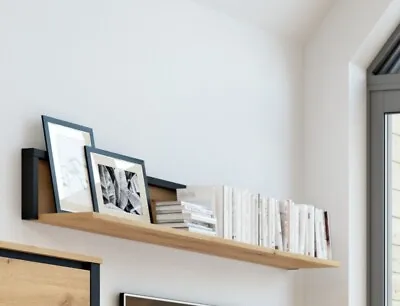 £89.95 • Buy Floating Wall Shelf 1.6m Storage Display Shelves Black/Artisan Oak Effect Dodson