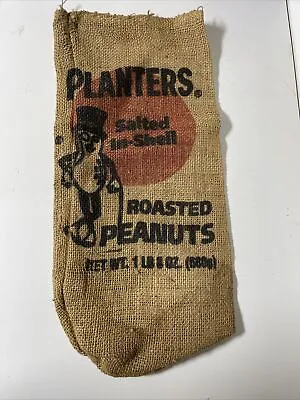 VTG. Planters Peanuts Salted In - Shell 1 LB 8OZ. Burlap Sack Bag Roasted Empty • £8.54