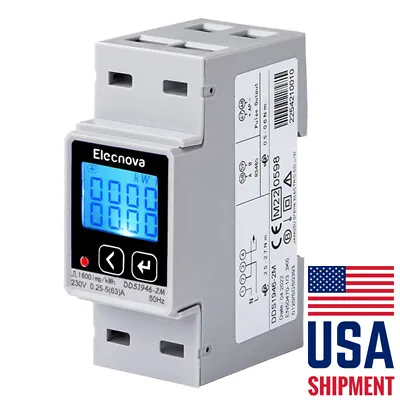 Single Phase Two Wire AC 230V 5(63)A Energy Power Meter Din-Rail Mounted MID • $49.89
