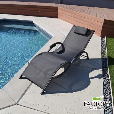 Folding Reclining Beach Sun Bed Patio Chaise Outdoor Chair Poolside Lawn Lounger • $69.96