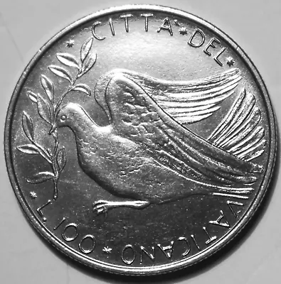 Vatican City 100 Lire Coin 1974 A. XII MCMLXXIV KM# 122 Pope Paul VI One Hundred • $6.69