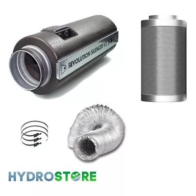 6″ (150mm) Revolution Silenced V2 Vector EC & CarboAir 50 Fan & Filter Kit. • £564.95