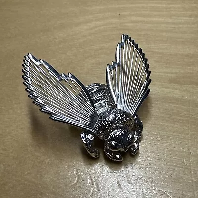 Vintage Monet Bumble Bee Brooch Pin Silver Tone Insect Figural Insect Lapel Pin • $10
