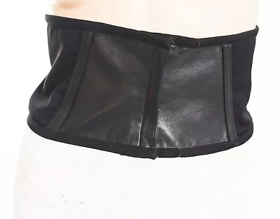 GIANNI VERSACE Vintage Black High Waist Wide Leather Belt Size 38 / XS • $199.99