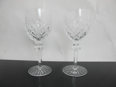 $89 • Buy WATERFORD Crystal POWERSCOURT Wine WATER Goblet Glass 7 5/8  Stemware Set Of 2