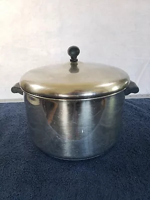 Vintage Farberware 8 Qt Stock Pot With Lid Stainless Steel Aluminum Clad • $24.99