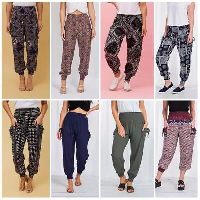 $23.95 • Buy Caroline Morgan Harem Pants Women Casual Baggy Hippie Bohemian Yoga Beach Travel
