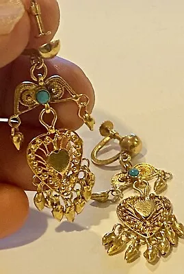 Stunning Large/Rare 22ct Indian Yellow Gold Filigree Screw Back Earrings  13 Gr • £850