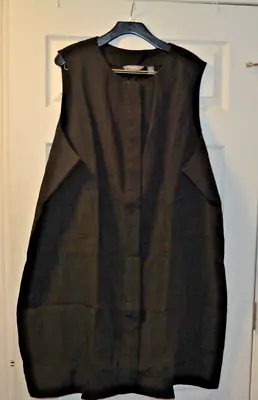Martha Stewart Button Front Long Vest With Pockets Francesca Black 3x • £31.23