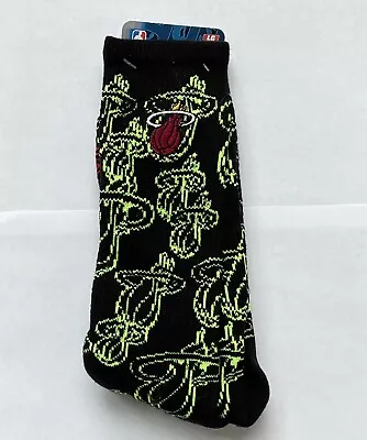 NBA Miami Heat Neon Logo Repeat Socks Size Large Mens 10-13 Basketball • $12.95