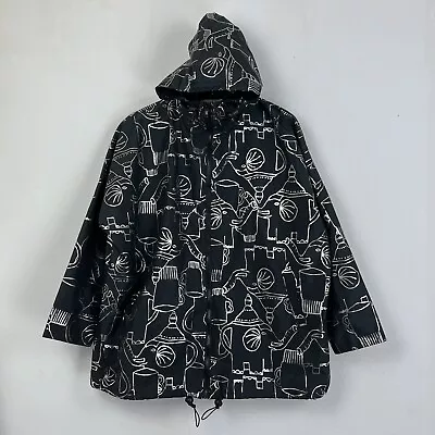 $169 • Buy GORMAN X Monika Fosberg  Black & Silver Hooded Raincoat Full Zip Jacket Size S/M