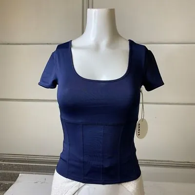 STAUD Replay Top Fitted Tee Women's Size Large Navy • $101.25