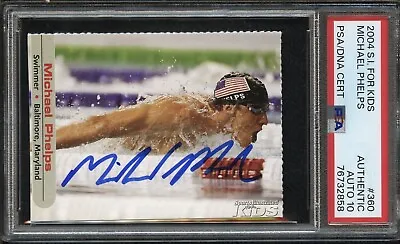 Michael Phelps Signed 2004 Si S.i. For Kids Usa Rookie Card Psa/dna Auto 10 #360 • $999.99