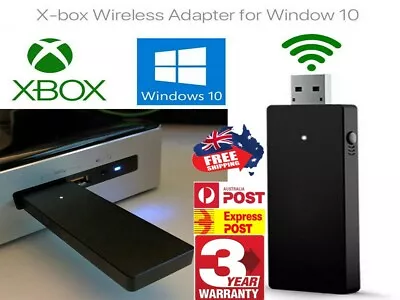 USB Wireless Receiver Adapter For Windows 10 Xbox One Games Controller Black • $29.45