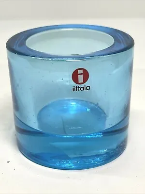 IITTALA Glass  KIVI  Candle Holder Votive FInland MARIMEKKO Light Blue • $34