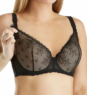 Le Mystère Underwire Lined Black Nursing Maternity Bra Size 32DDD • $14.99