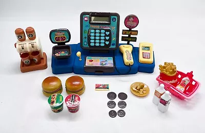 Kids Electronic Cash Register Toy Scanner Coffee Machine Till Play Food Basket • £16.99