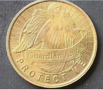 Guardian Angel Protect Me Token Coin Medal Gold Tone Metal • $4.99