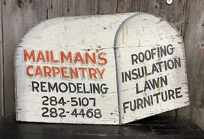 Vintage Shabby Chic Mailman’s Mail Box Carpentry Roofing Advertising Trade Sign • $395