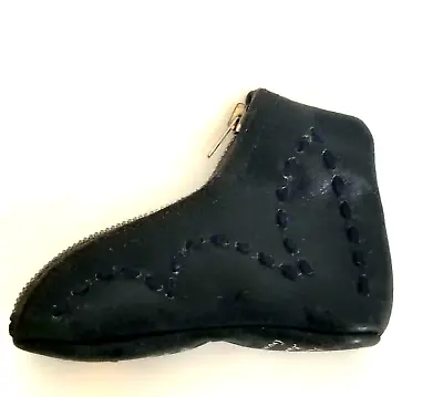Vintage Shoe Shaped Black Leather Zipped Coin Purse Bag Case • $11.89