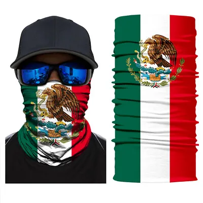 Mexican Mexico Flag Neck Gaiters Scarf Face Bandana Balaclava Headwear Multi-Use • $6.88